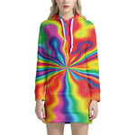 Rainbow Psychedelic Print Hoodie Dress