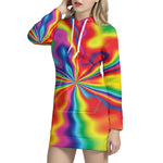 Rainbow Psychedelic Print Hoodie Dress