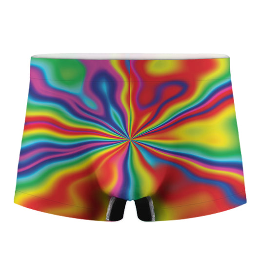 Rainbow Psychedelic Print Men's Boxer Briefs