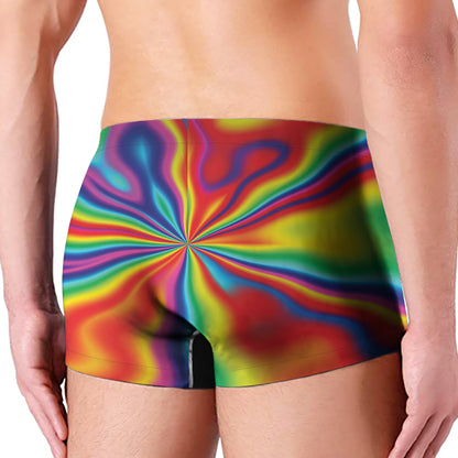 Rainbow Psychedelic Print Men's Boxer Briefs