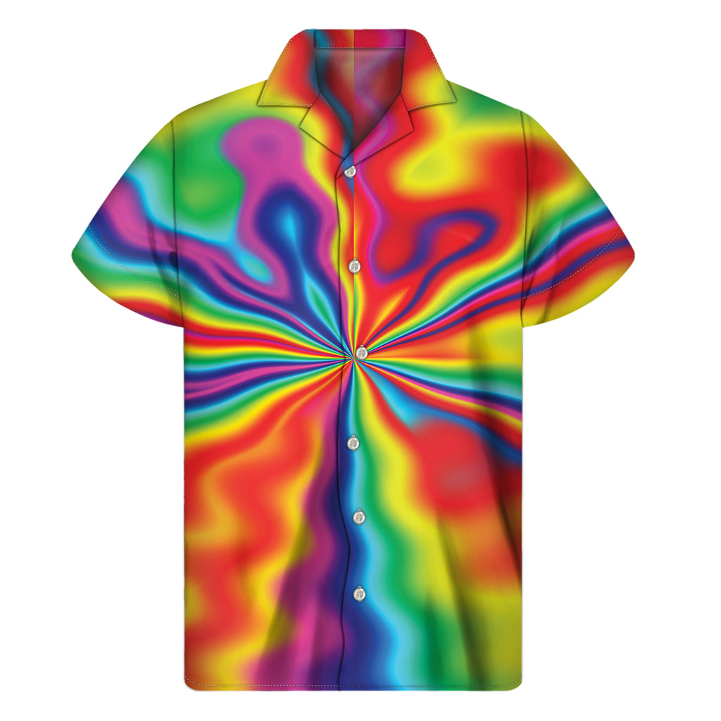 Rainbow Psychedelic Print Men's Short Sleeve Shirt