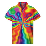 Rainbow Psychedelic Print Men's Short Sleeve Shirt