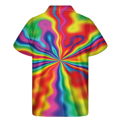 Rainbow Psychedelic Print Men's Short Sleeve Shirt