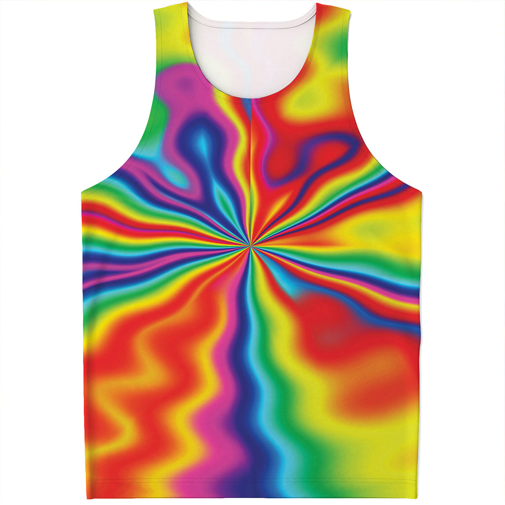Rainbow Psychedelic Print Men's Tank Top