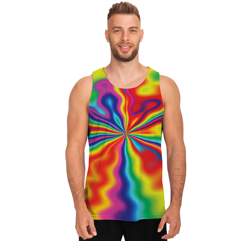 Rainbow Psychedelic Print Men's Tank Top