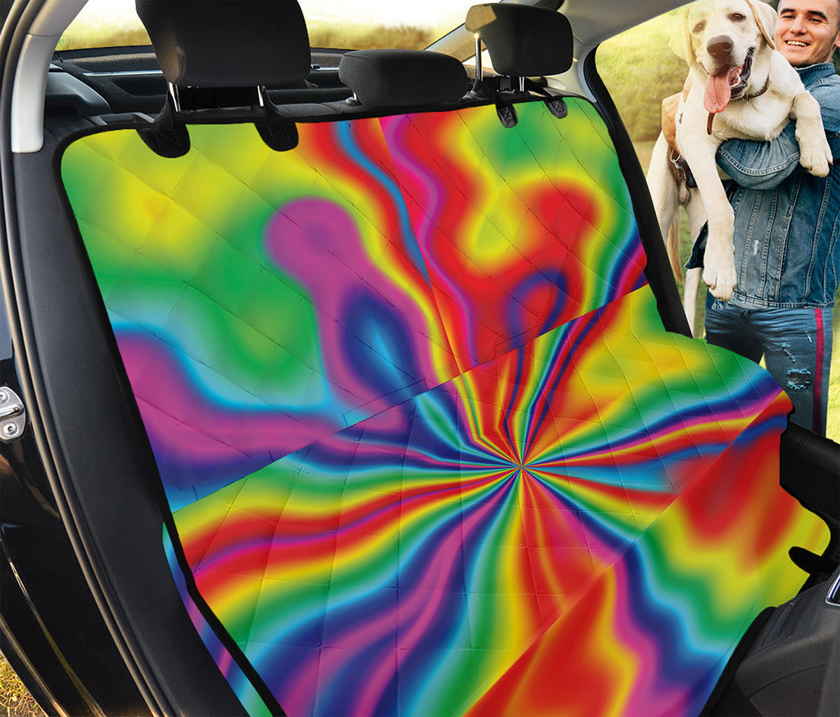 Rainbow Psychedelic Print Pet Car Back Seat Cover