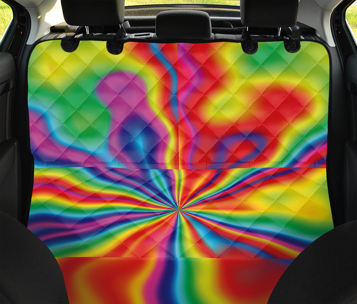 Rainbow Psychedelic Print Pet Car Back Seat Cover