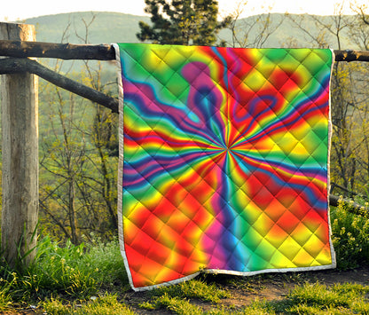 Rainbow Psychedelic Print Quilt
