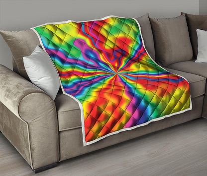 Rainbow Psychedelic Print Quilt