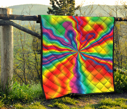 Rainbow Psychedelic Print Quilt