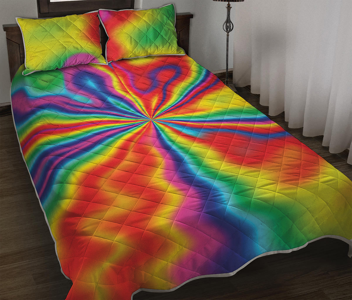 Rainbow Psychedelic Print Quilt Bed Set