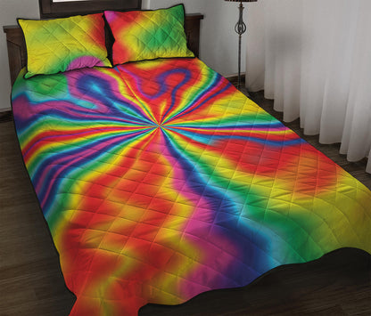 Rainbow Psychedelic Print Quilt Bed Set