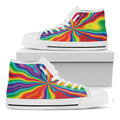 Rainbow Psychedelic Print White High Top Sneakers