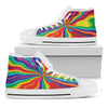 Rainbow Psychedelic Print White High Top Shoes