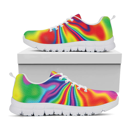 Rainbow Psychedelic Print White Sneakers