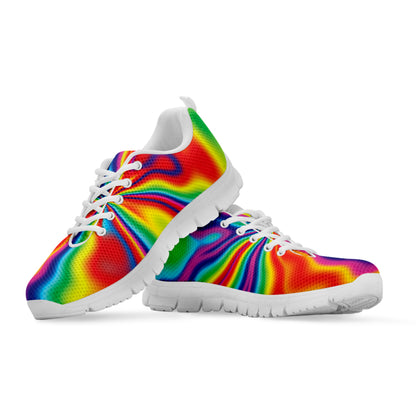 Rainbow Psychedelic Print White Sneakers