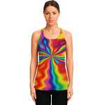Rainbow Psychedelic Print Women's Racerback Tank Top
