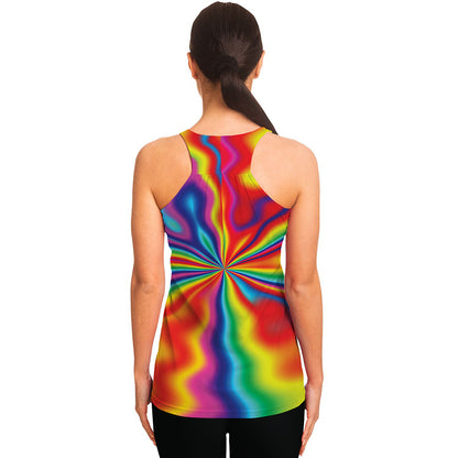 Rainbow Psychedelic Print Women's Racerback Tank Top