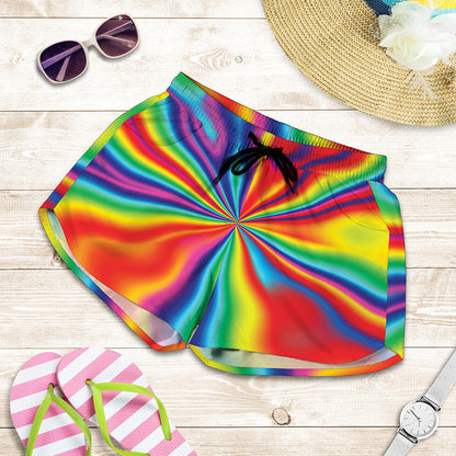 Rainbow Psychedelic Print Women's Shorts