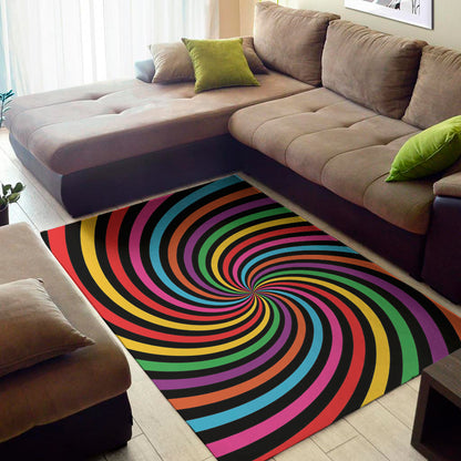Rainbow Psychedelic Swirl Print Area Rug