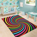 Rainbow Psychedelic Swirl Print Area Rug
