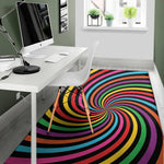 Rainbow Psychedelic Swirl Print Area Rug