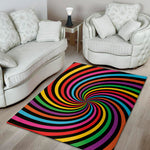 Rainbow Psychedelic Swirl Print Area Rug