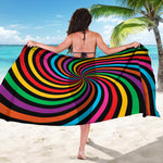 Rainbow Psychedelic Swirl Print Beach Sarong Wrap