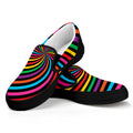 Rainbow Psychedelic Swirl Print Black Slip On Sneakers