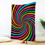 Rainbow Psychedelic Swirl Print Blanket