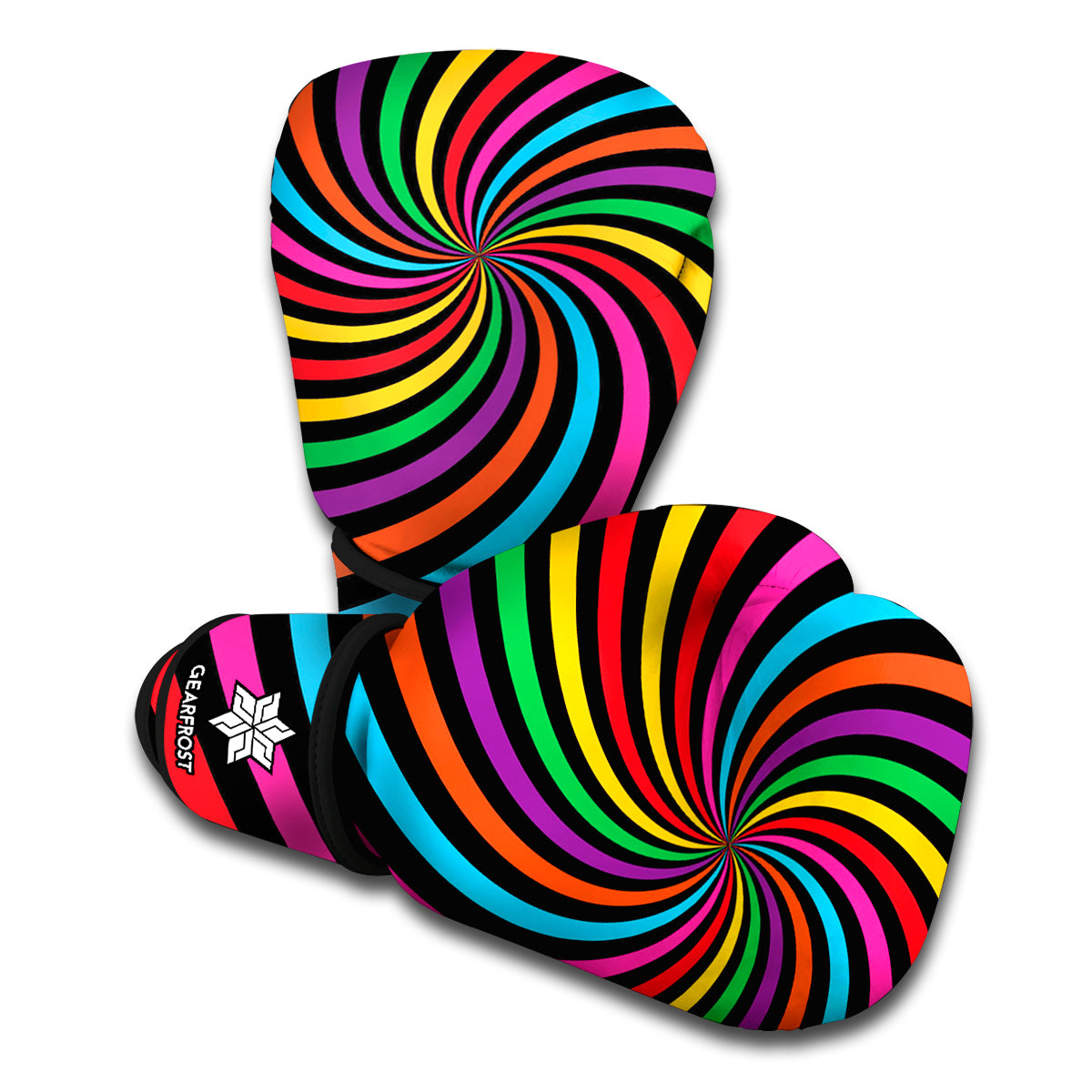 Rainbow Psychedelic Swirl Print Boxing Gloves
