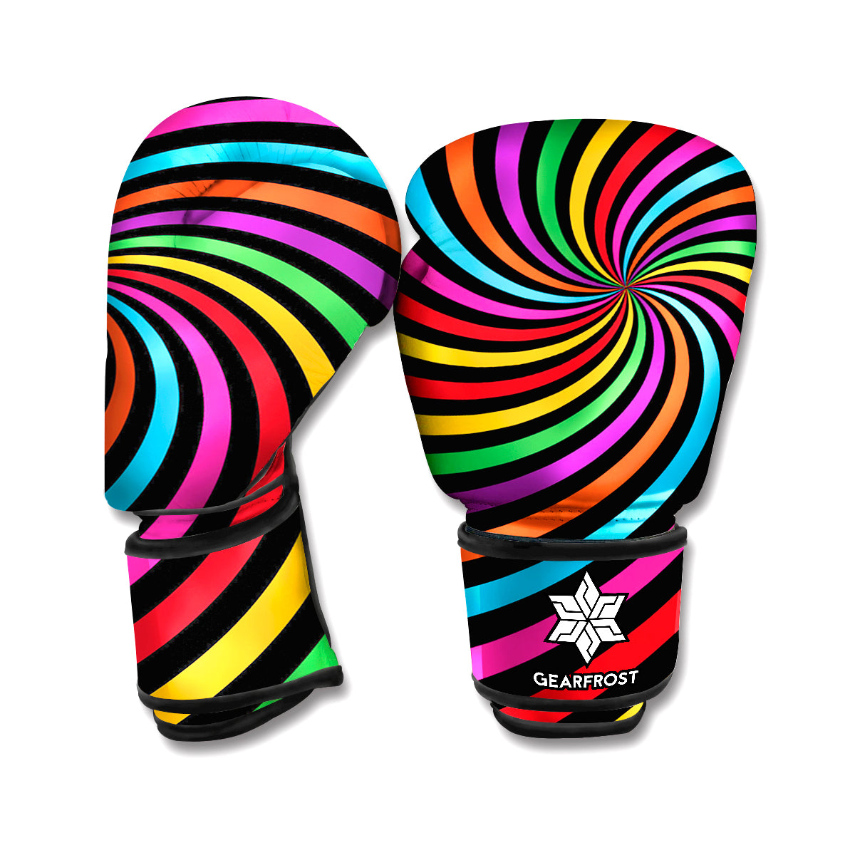 Rainbow Psychedelic Swirl Print Boxing Gloves