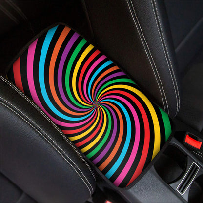 Rainbow Psychedelic Swirl Print Car Center Console Cover