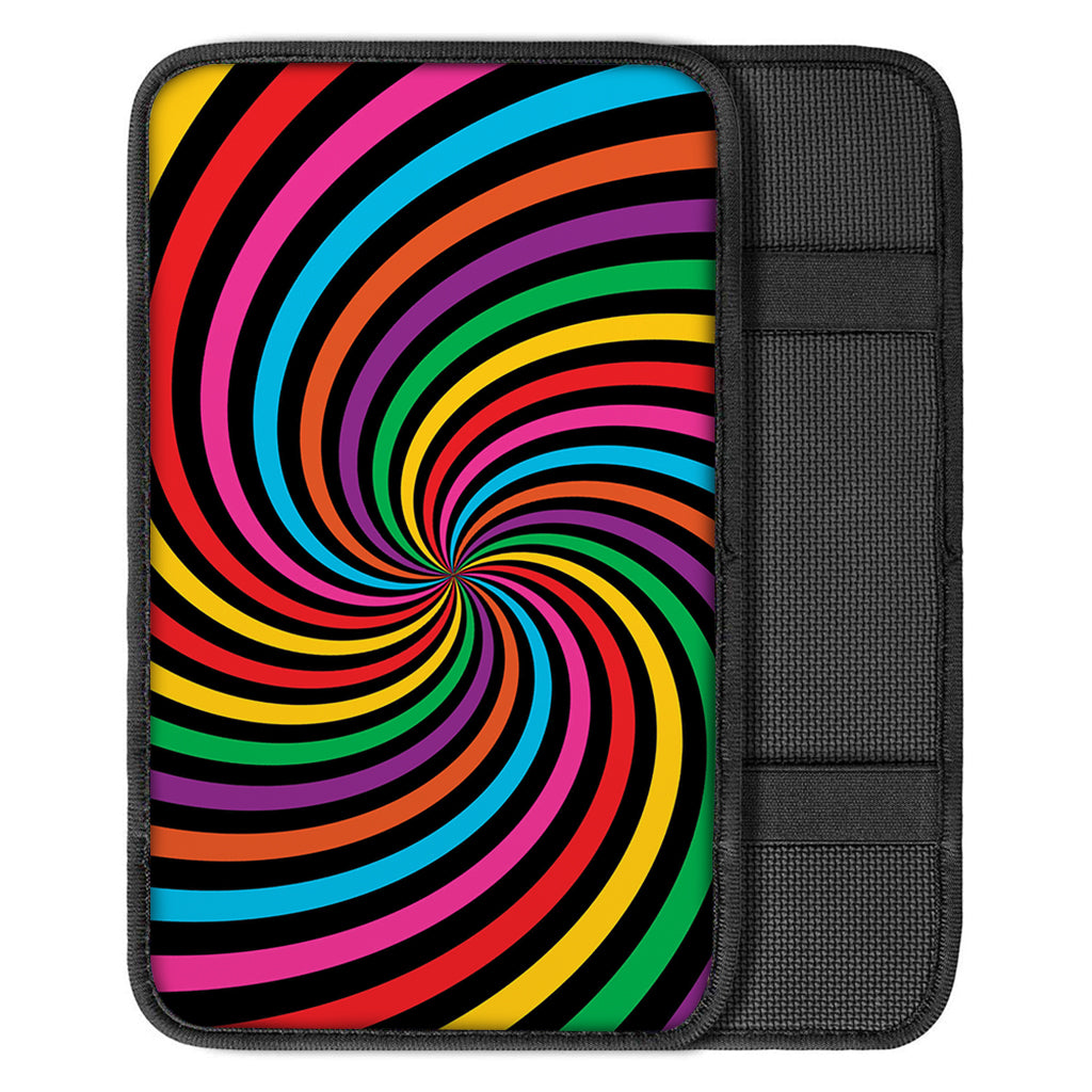 Rainbow Psychedelic Swirl Print Car Center Console Cover