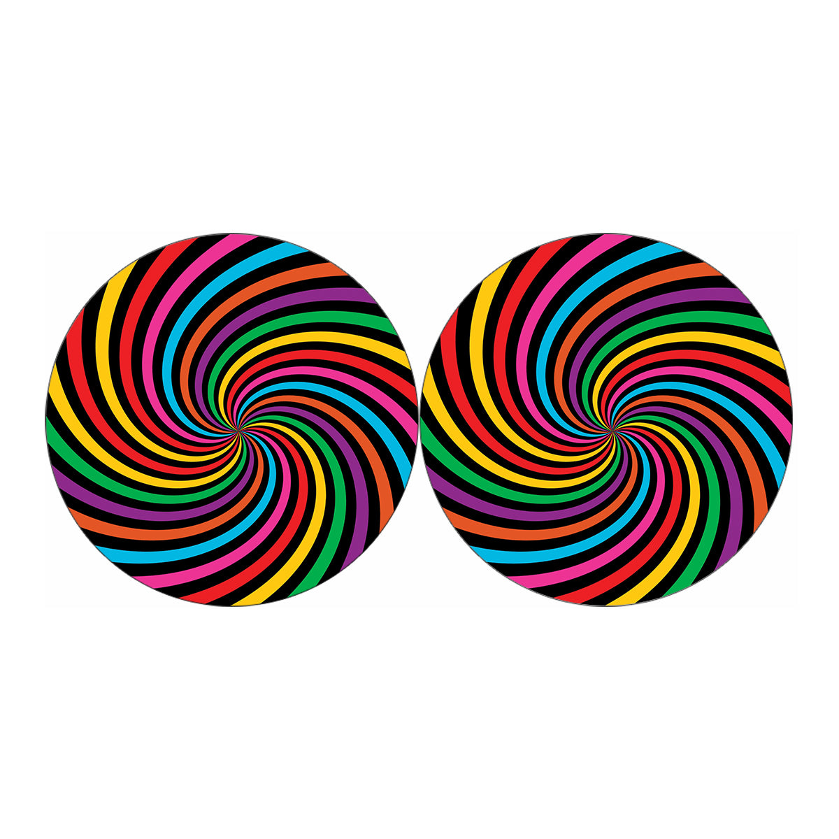 Rainbow Psychedelic Swirl Print Car Coasters