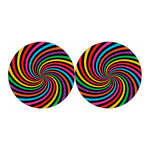 Rainbow Psychedelic Swirl Print Car Coasters
