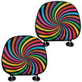 Rainbow Psychedelic Swirl Print Car Headrest Covers