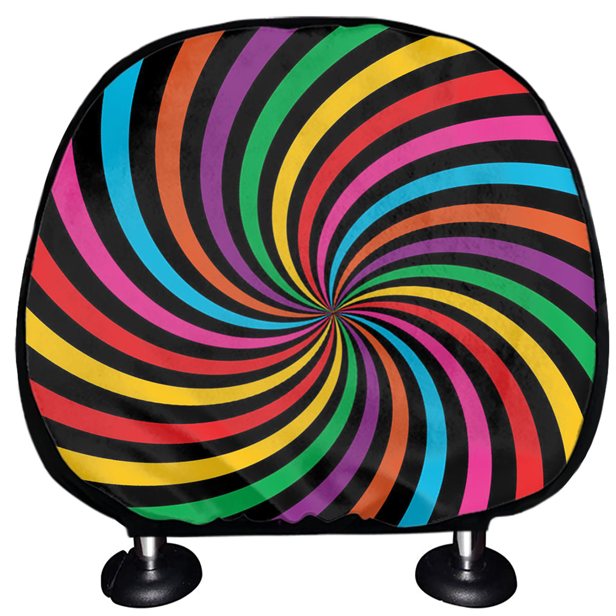 Rainbow Psychedelic Swirl Print Car Headrest Covers