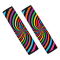 Rainbow Psychedelic Swirl Print Car Seat Belt Covers