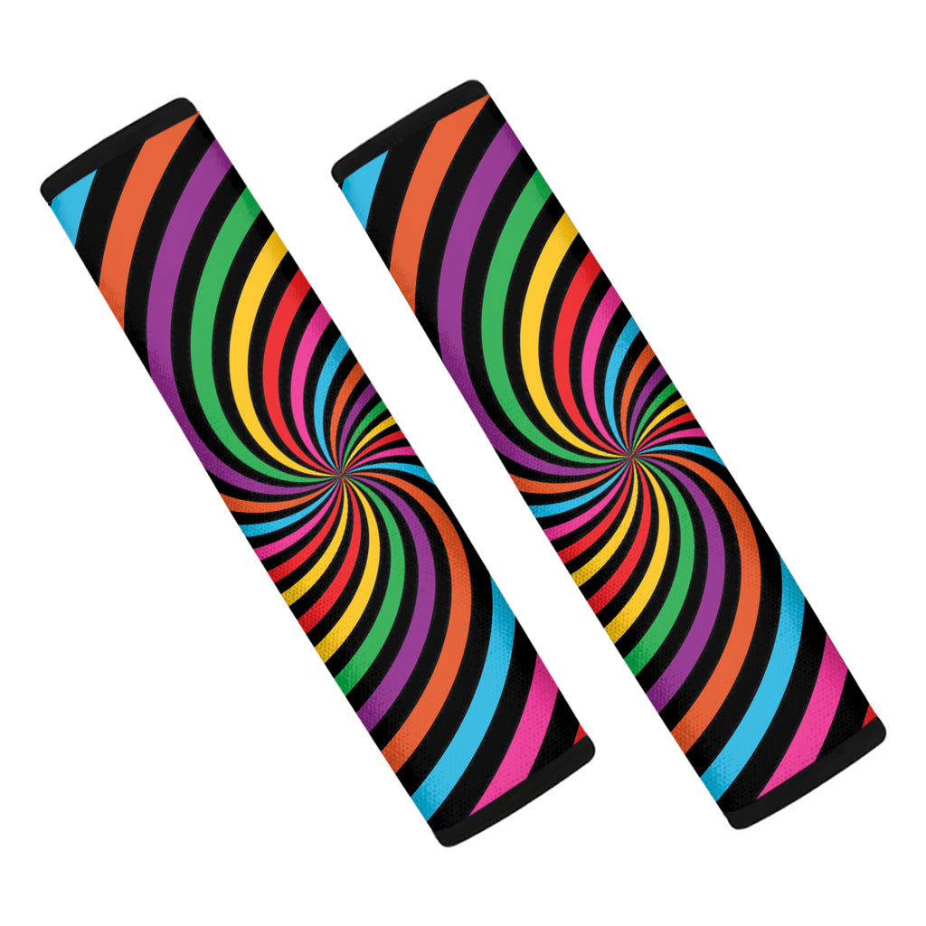 Rainbow Psychedelic Swirl Print Car Seat Belt Covers