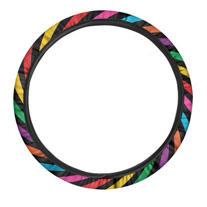 Rainbow Psychedelic Swirl Print Car Steering Wheel Cover