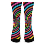 Rainbow Psychedelic Swirl Print Crew Socks