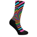 Rainbow Psychedelic Swirl Print Crew Socks