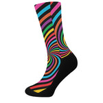 Rainbow Psychedelic Swirl Print Crew Socks