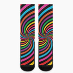 Rainbow Psychedelic Swirl Print Crew Socks