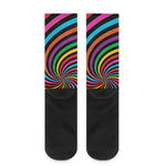 Rainbow Psychedelic Swirl Print Crew Socks