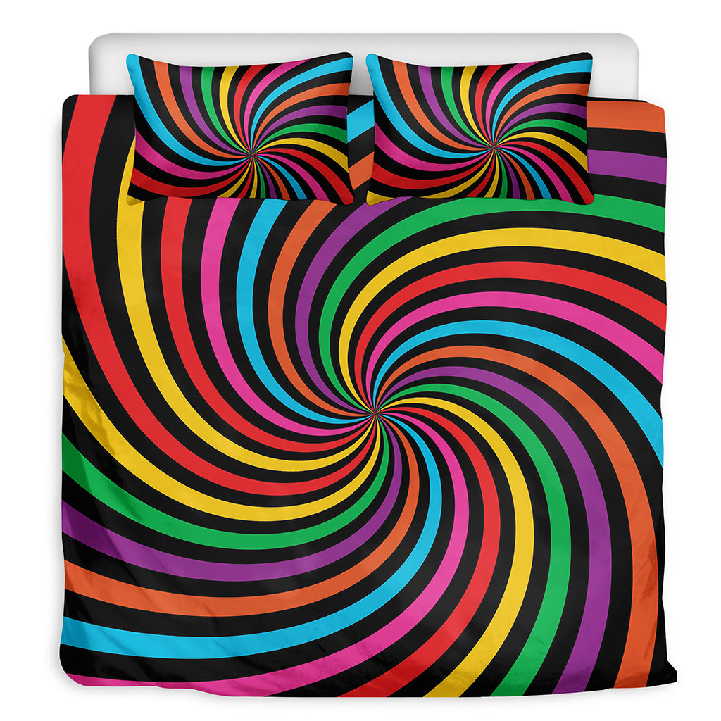 Rainbow Psychedelic Swirl Print Duvet Cover Bedding Set