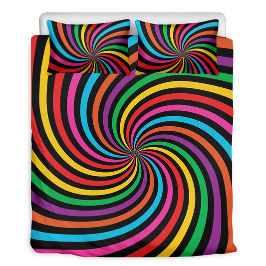 Rainbow Psychedelic Swirl Print Duvet Cover Bedding Set
