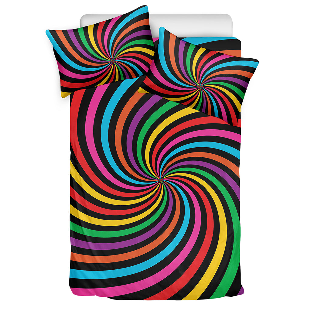 Rainbow Psychedelic Swirl Print Duvet Cover Bedding Set