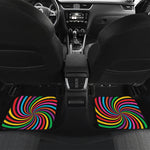 Rainbow Psychedelic Swirl Print Front and Back Car Floor Mats